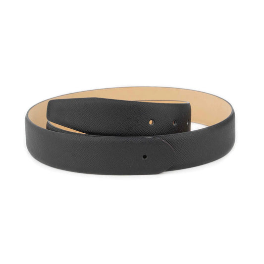 Mens Belt Strap for Ferragamo Buckles – Black Saffiano Leather 3.5 cm (1 3/8")