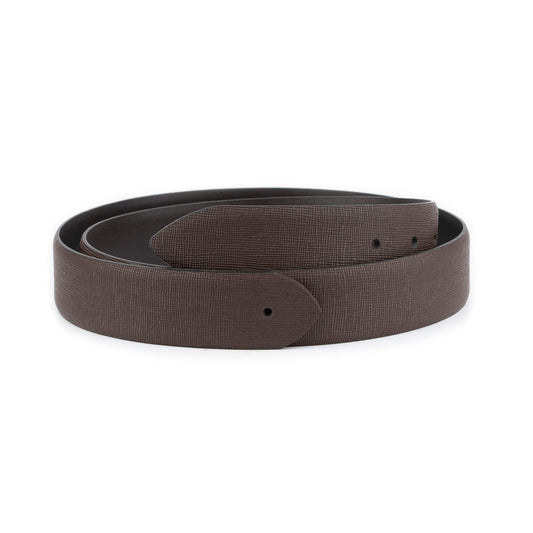 Brown Saffiano Leather Mens Belt Strap For Dunhill Buckle Replacement