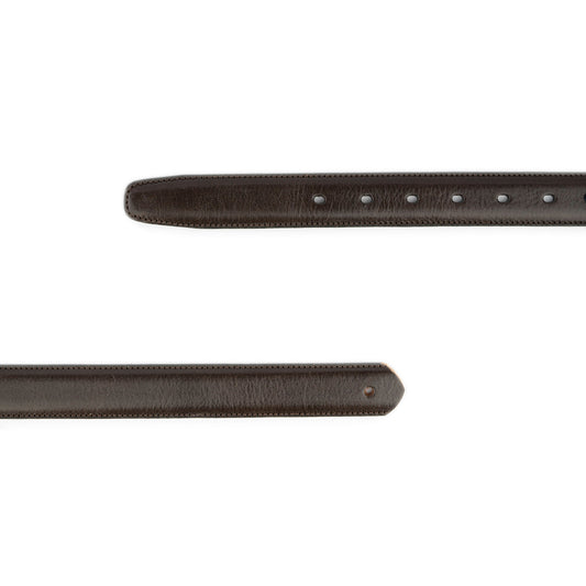 Dark Brown Leather Strap For Ferragamo Buckles Belt Mens Premade Hole