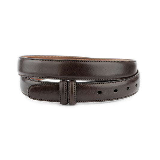 Mens Belt Strap For Ferragamo Buckles Replacement Dark Brown Leather 1 1/8 Inch