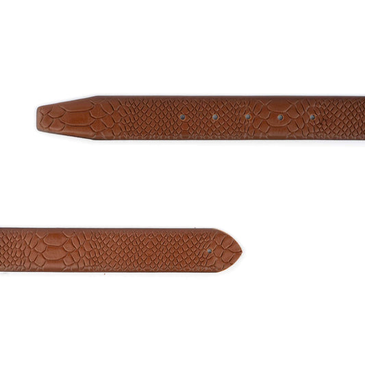 Snake Emboss Belt Strap Leather Light Brown For Dunhill Buckles