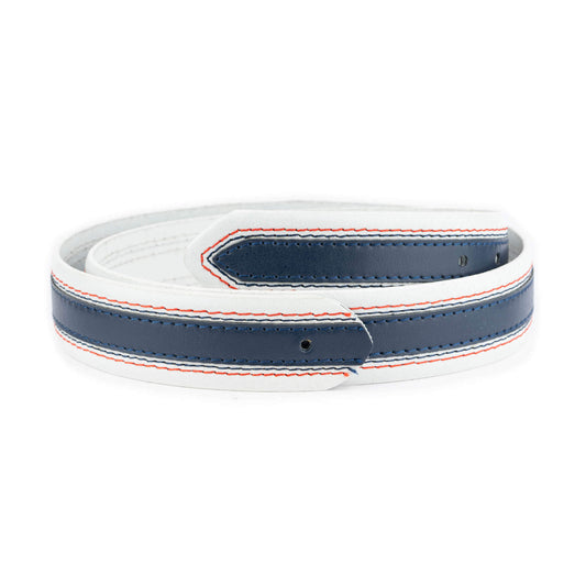 Mens White Blue Belt Strap Leather For Ferragamo Buckle Replacement