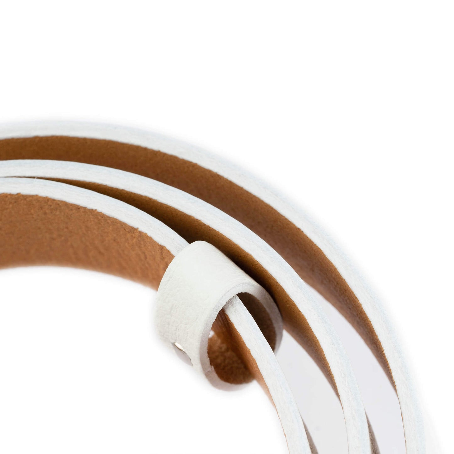 3.5 cm White Pebbled Leather Belt Strap For Ferragamo Buckles Replacement