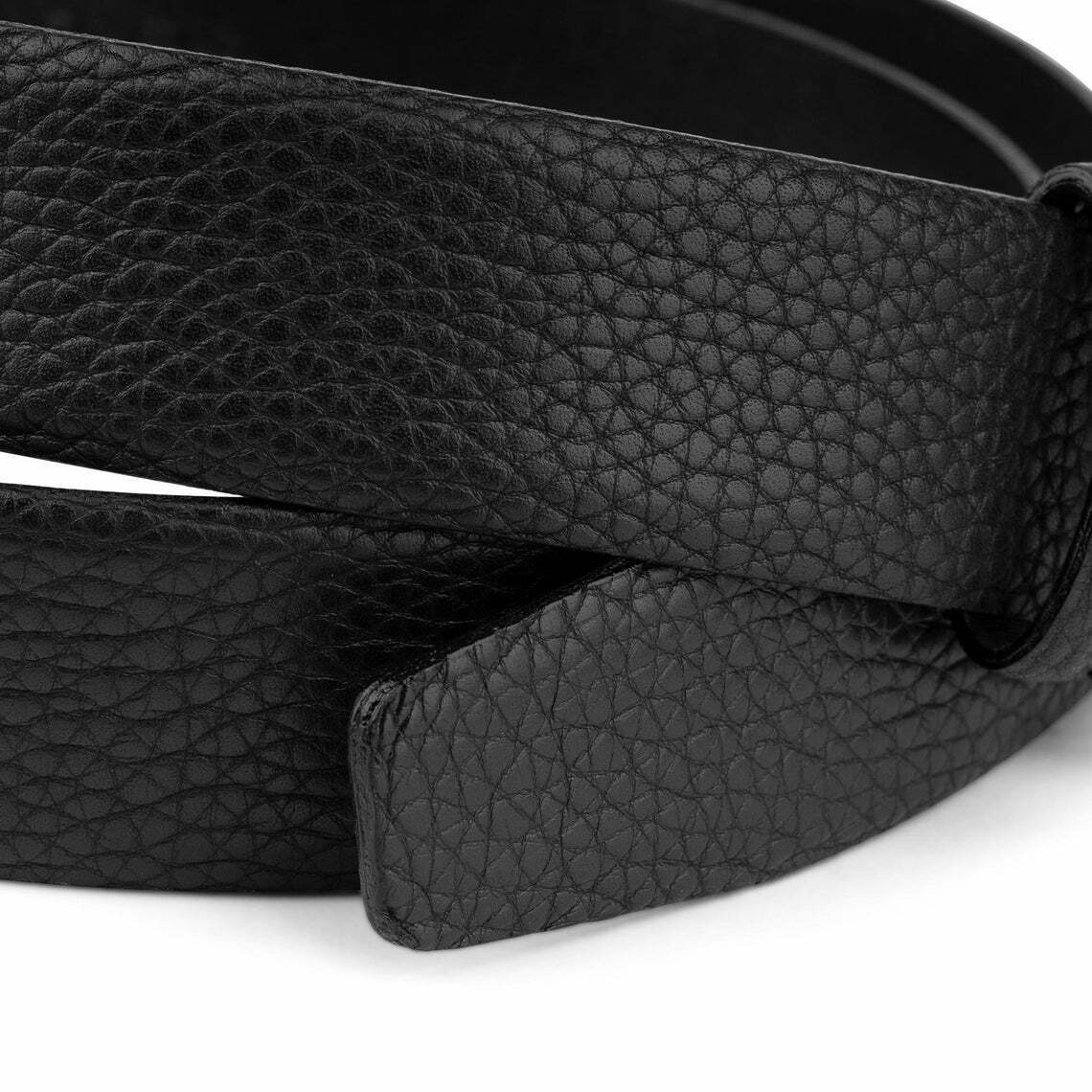 Black Soft Leather Belt Strap Mens For Dunhill Buckles Pebbled Calfskin 35mm