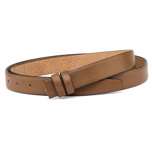 Brown Belt Strap No Buckle Beige Tan For Ferragamo Adjustable Mens Genuine 25mm