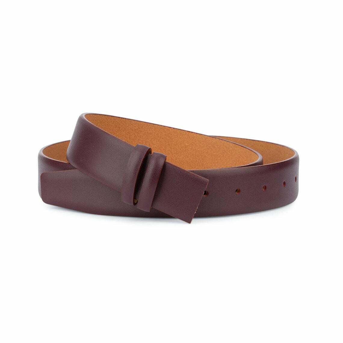 Burgundy Leather Belt Strap For Louis Vuitton Buckle Men Women 35mm Real  Leather