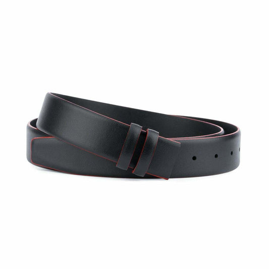 Black Leather Belt Strap For Ferragamo Buckles 35 Mm Replacement Men Adjustable