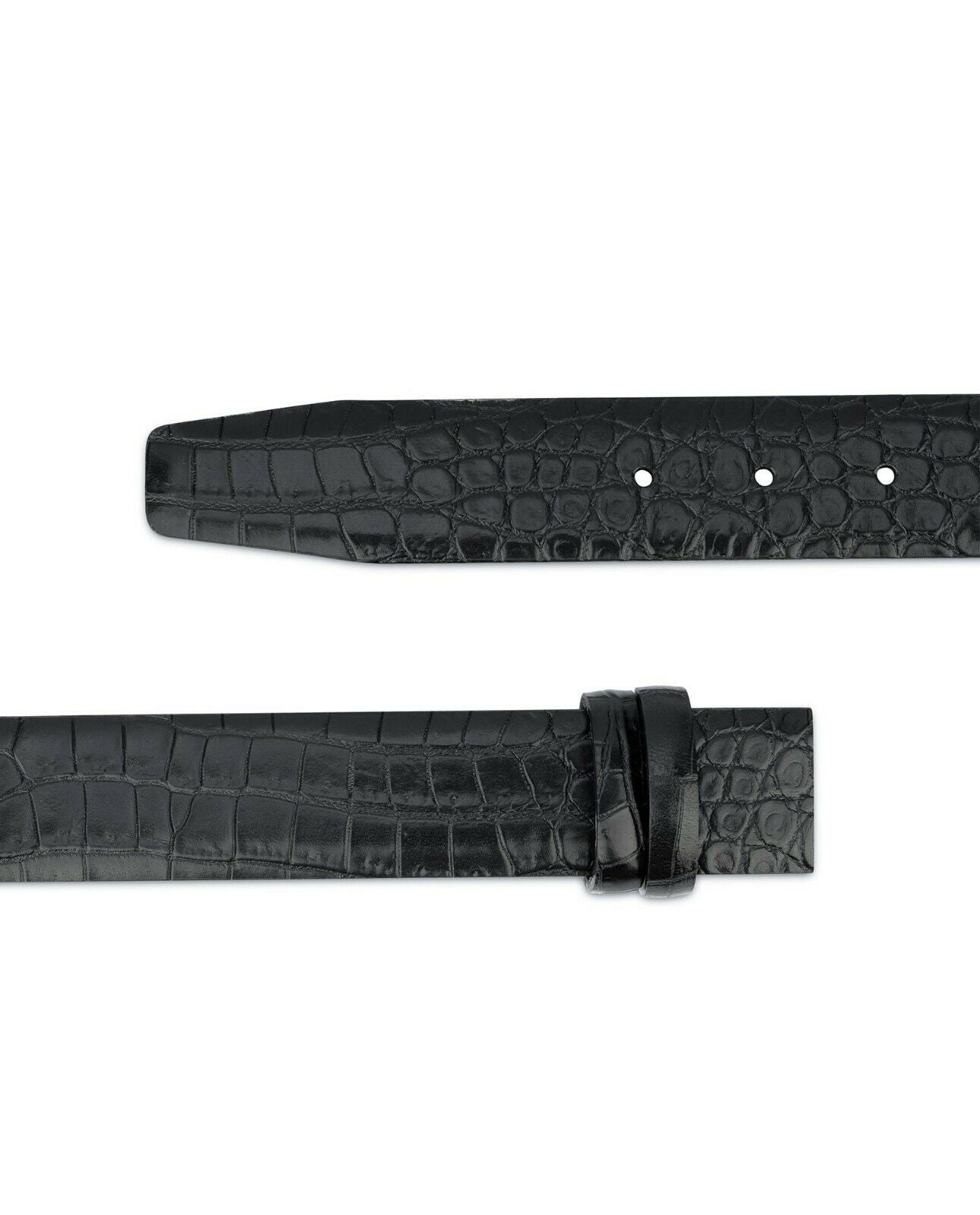 Croco Embossed Belt Leather Strap For Ferragamo Buckles Black Replacement 35 Mm