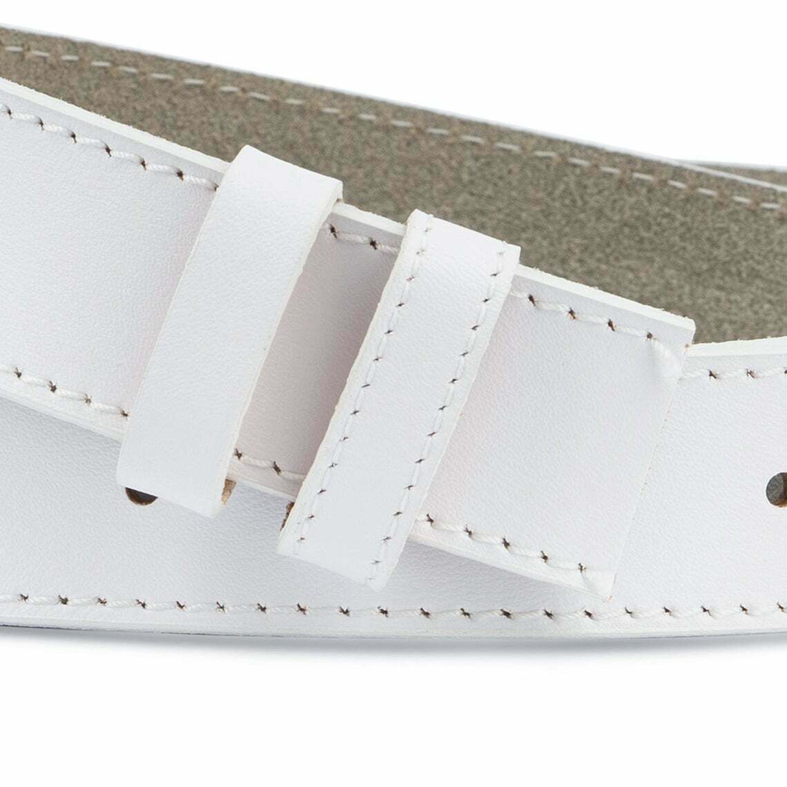 Mens White Leather Belt Replacement Strap For Ferragamo Buckles 35mm Adjustable