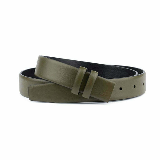 Olive Green Belt With No Buckle Replacement Strap For Ferragamo Belts 30mm