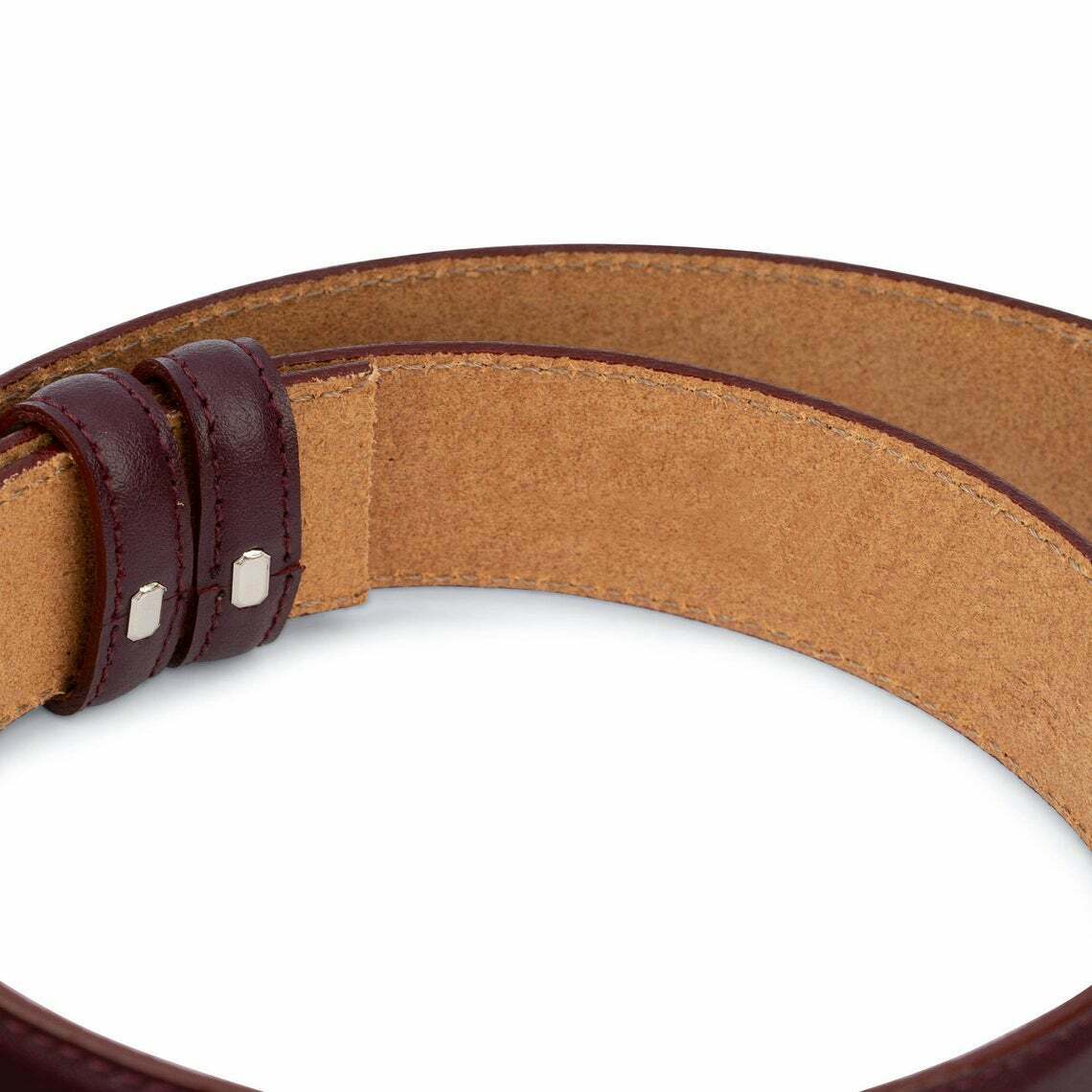 Burgundy Leather Belt Strap For Cartier Buckles Mens Belts 1 3-8 Inch Red