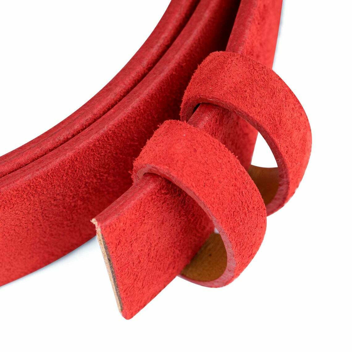Red Suede Belt Strap Replacement For Ferragamo Belts 30mm 100% Leather Men Women