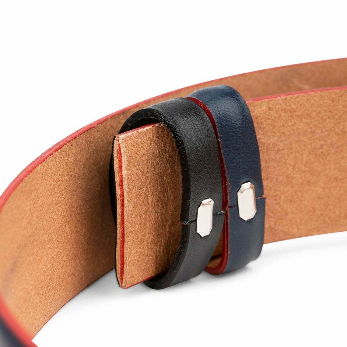 Blue Leather Belt Strap For Ferragamo Buckles Smooth Navy Red Replacement 35 mm