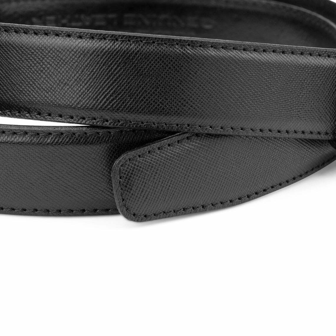 Black Saffiano Leather Belt Strap Men For Ferragamo Replacement Belt 1 1.8 Inch