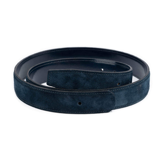 Dark Blue Suede Belt Strap for Hermes Buckle Replacement With Hole Reversible