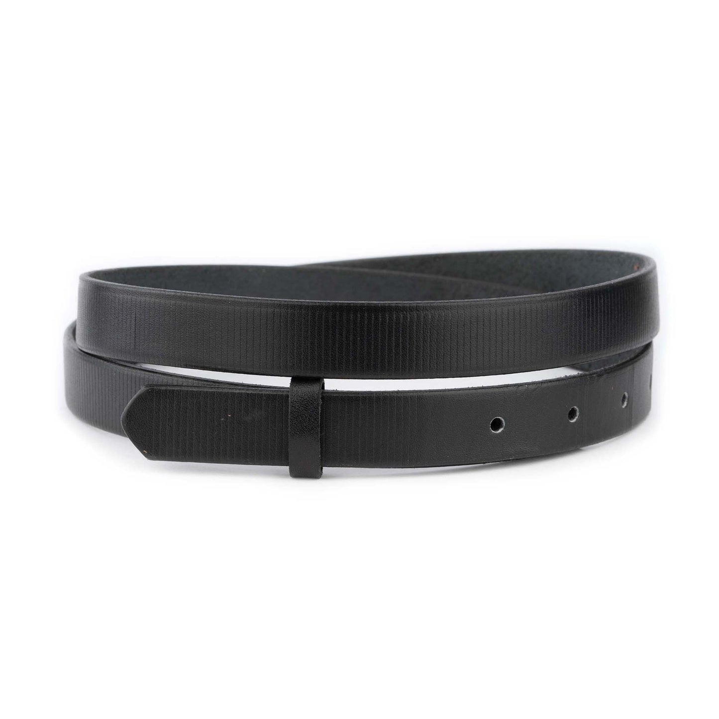 3/4 Inch Black Belt Strap For Cartier Buckle Stripe Emboss