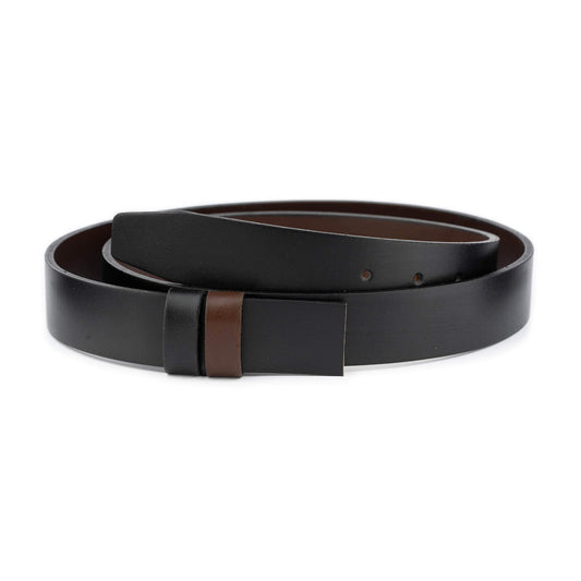 Black Brown Mens Reversible Leather Belt Strap Replacement For Cartier Buckle