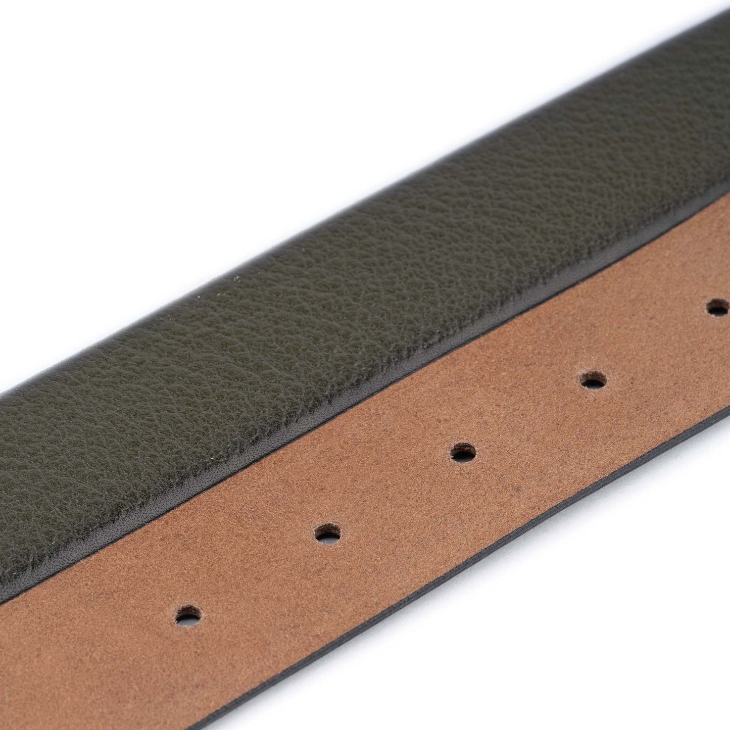 Green Buffalo Leather Strap For Ferragamo Buckles For Belt Premade Hole