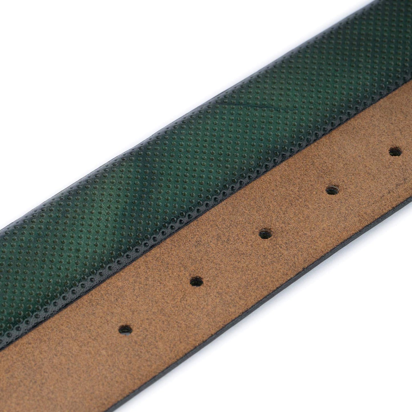 Mens Green Belt Strap For Ferragamo Buckles Dotted Texture Calfskin