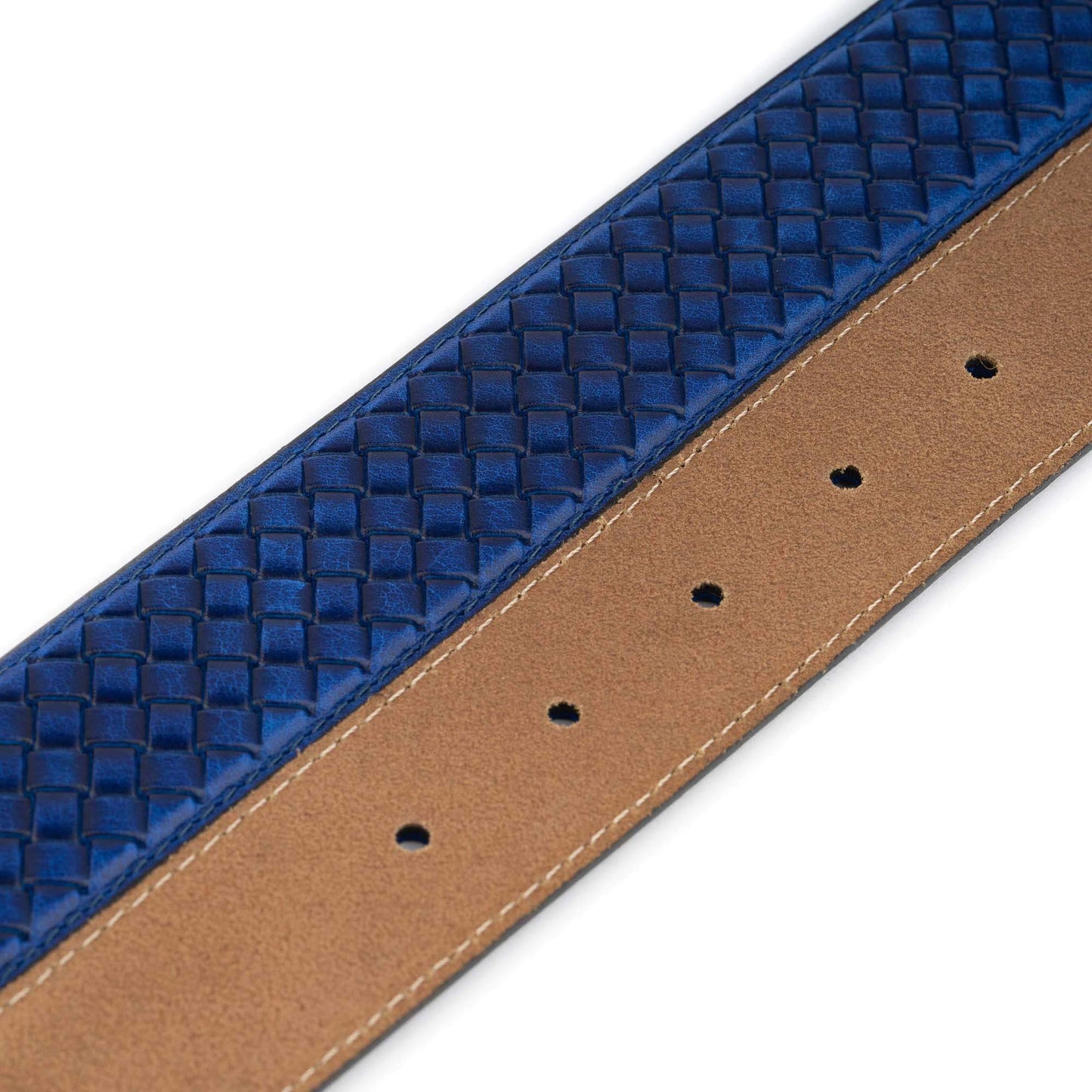 Blue Leather Strap For Montblanc Buckles Braided Emboss Calf Leather