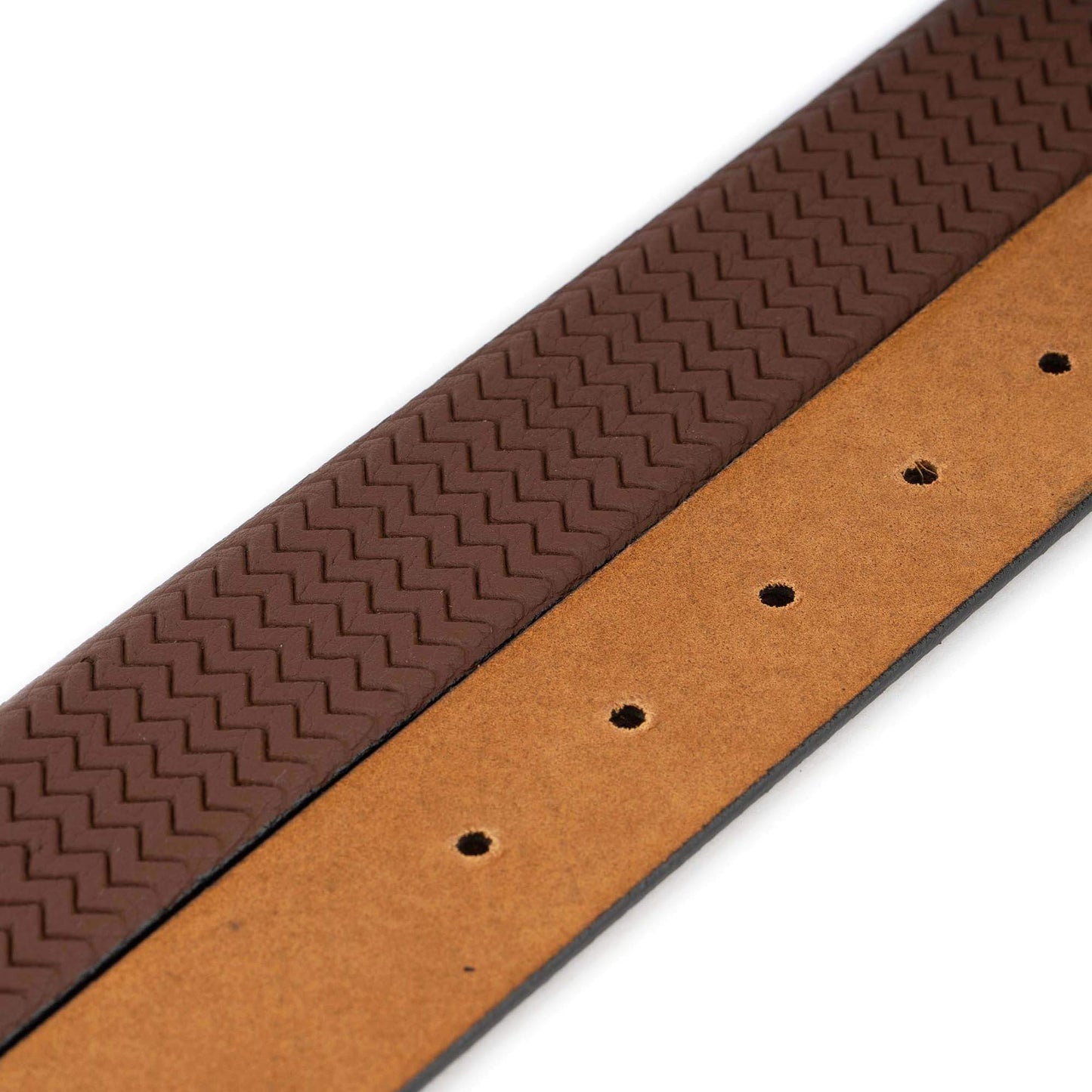 Brown Belt Strap For Cartier Buckles Wave Texture Calfskin Leather