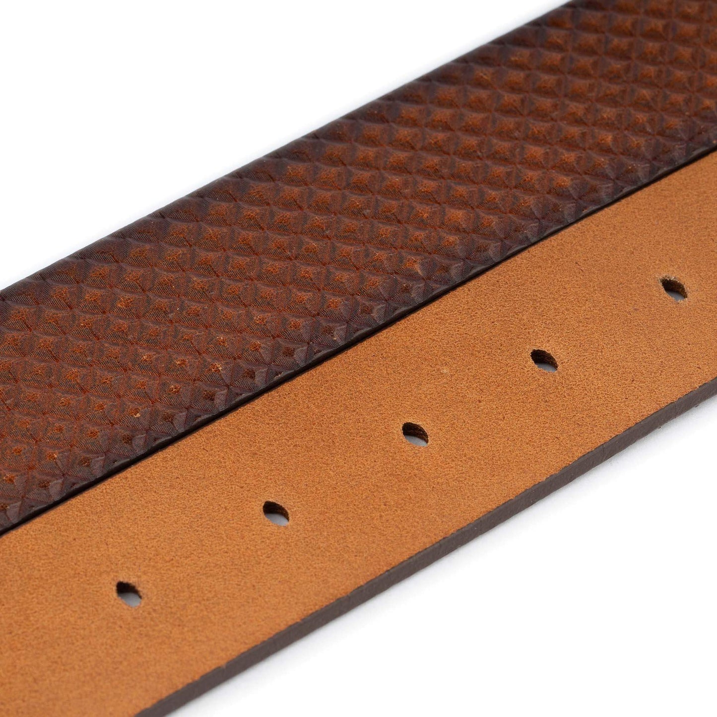 Tan Check Texture Replacement Belt Strap For Cartier Mens Buckles