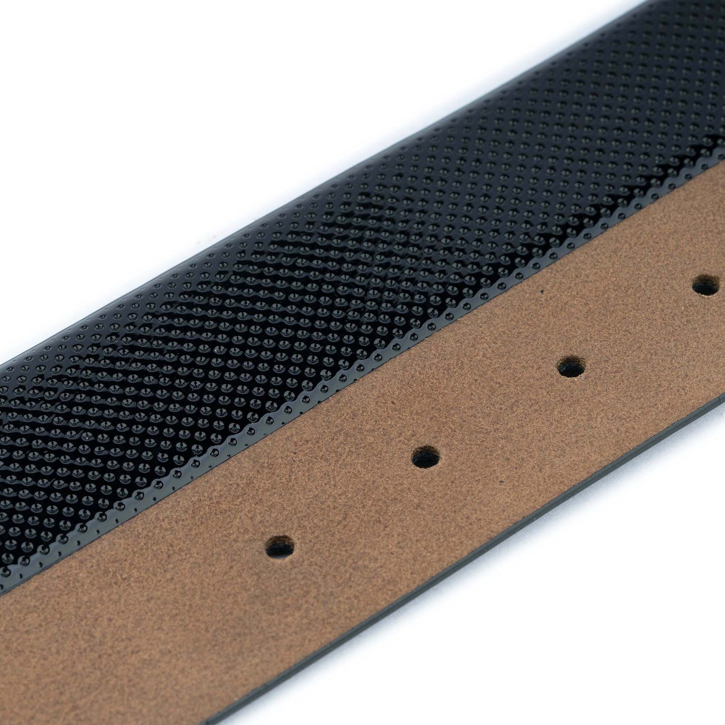 Mens Belt Strap For Ferragamo Buckles Dotted Black Patent Leather
