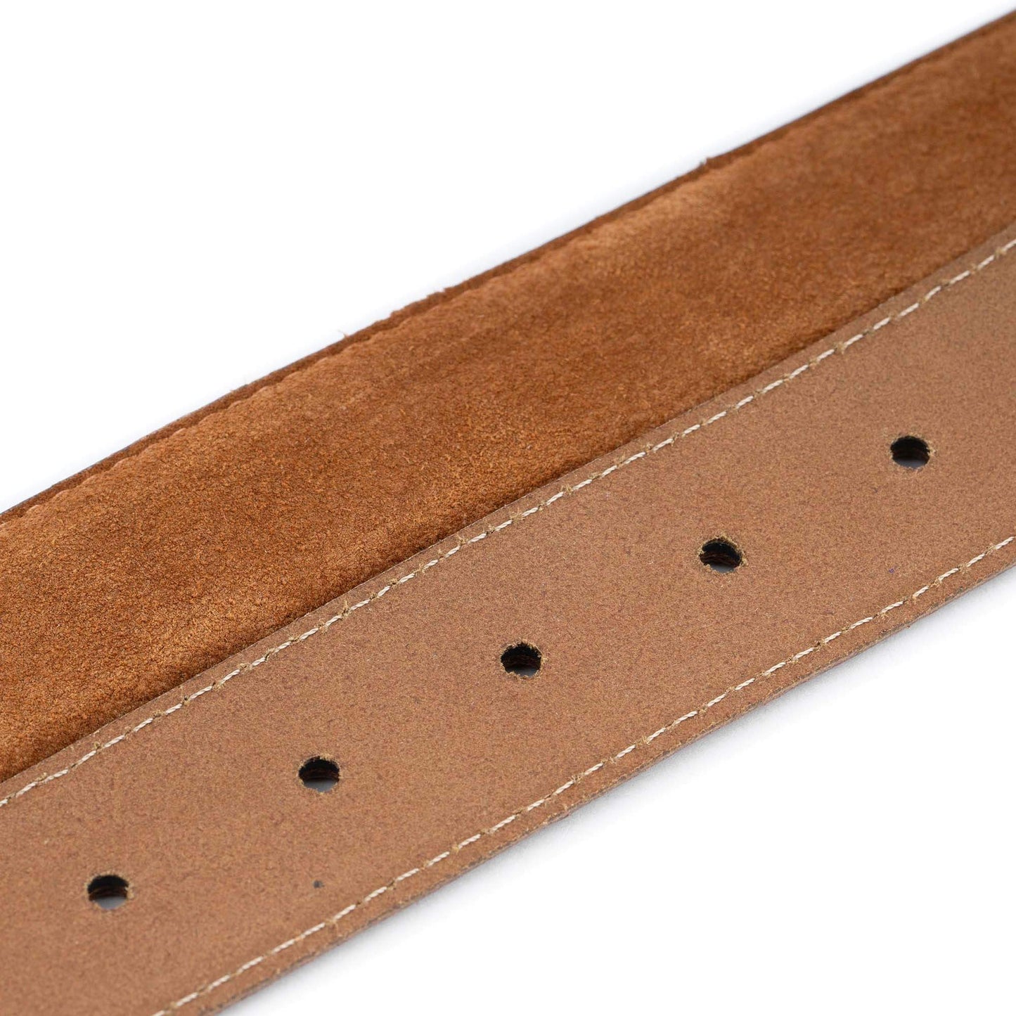 Tobacco Suede Leather Strap For Dunhill Buckles Belt Premade Hole