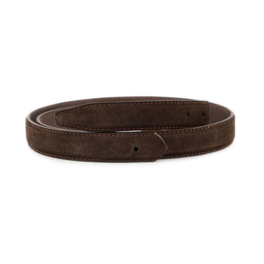 Belt Strap for Ferragamo Buckles - Brown Suede Leather - 1 Inch
