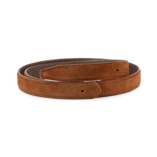 Belt Strap for Ferragamo Buckles - Tan Tobacco Suede Leather - 1 Inch