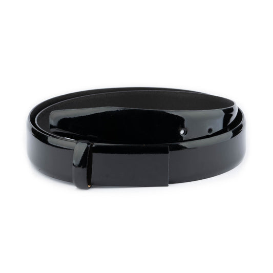 Black Patent Leather Belt Strap For Cartier Buckle Mens Replacement