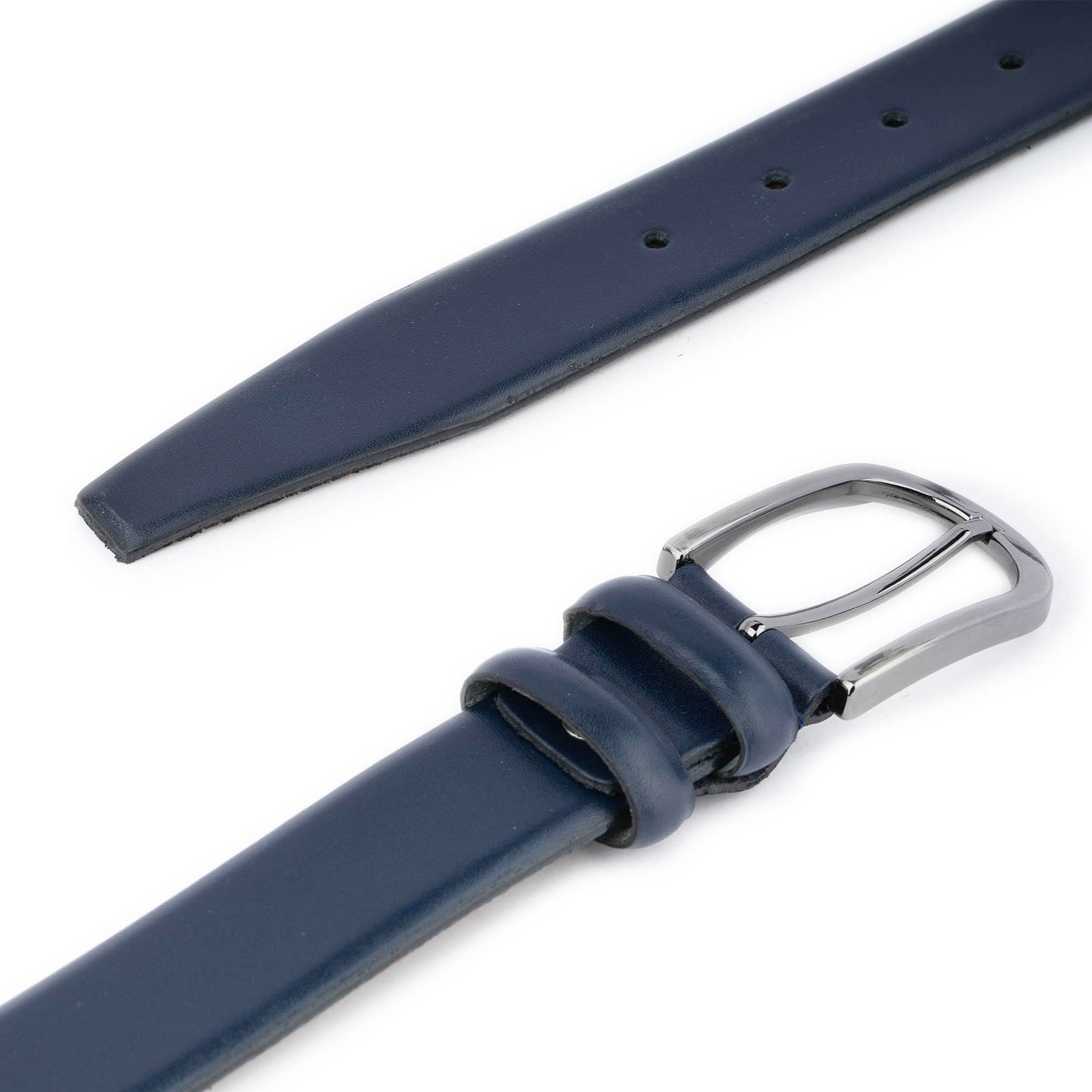 Dark Blue Mens Leather Dress Belt 3.5 cm