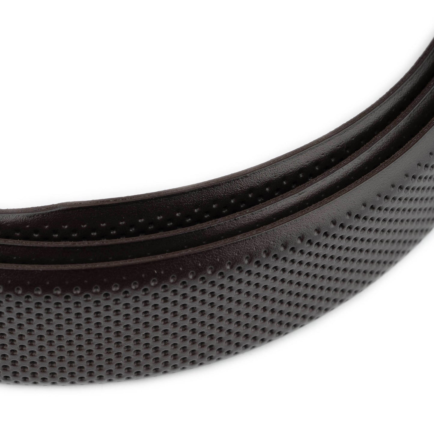 Dark Brown Perforated Mens Leather Dress Belt High Quality