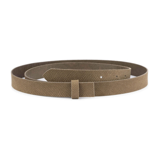 Khaki Green Suede Snake Emboss Belt Strap For Versace Buckles Replacement 2.5 cm