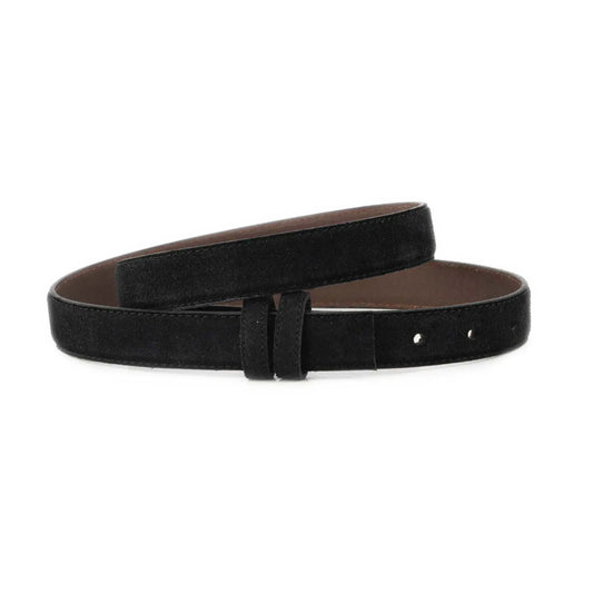 Leather Belt Strap 1 inch Replacement - Black Suede - Compatible With Ferragamo Buckles