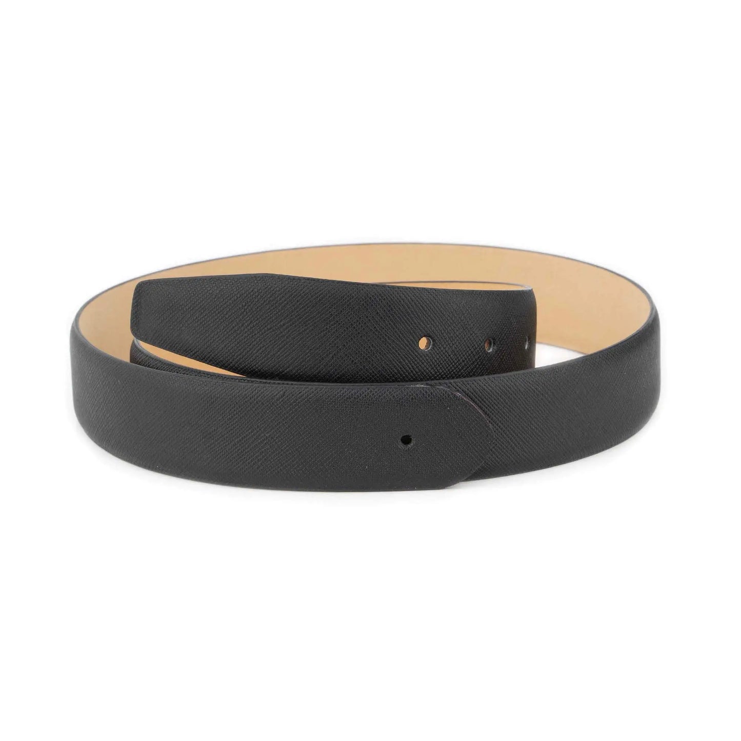 Mens Belt Strap for Ferragamo Buckles – Black Saffiano Leather 3.5 cm (1 3/8")