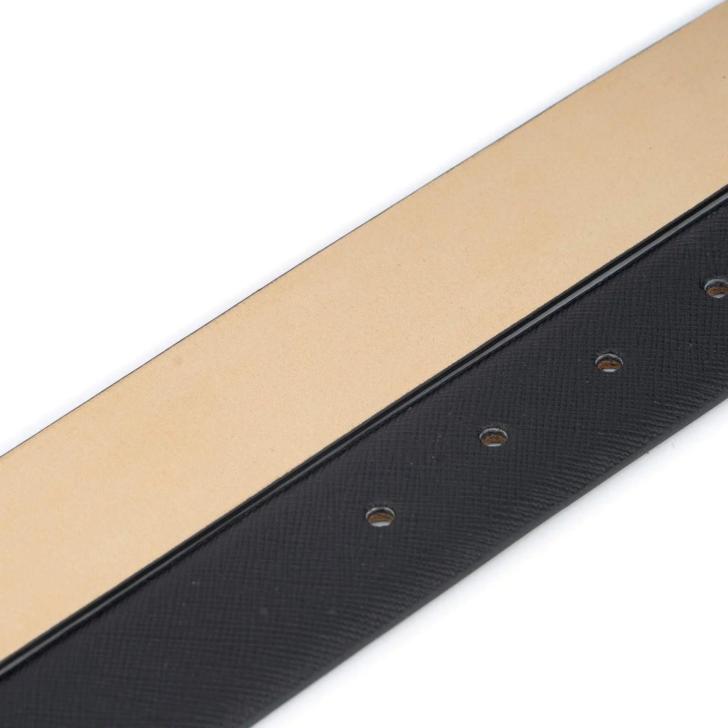 Mens Belt Strap for Ferragamo Buckles – Black Saffiano Leather 3.5 cm (1 3/8")