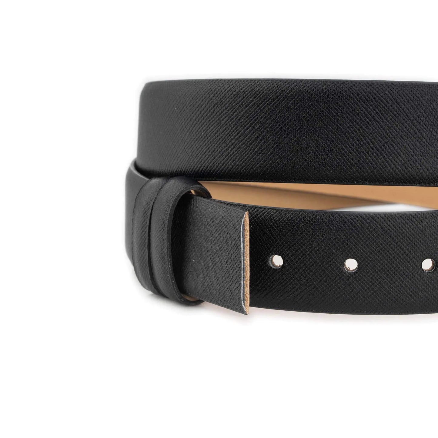 Mens Belt Strap for Ferragamo Buckles – Black Saffiano Leather 1 3/8 inch