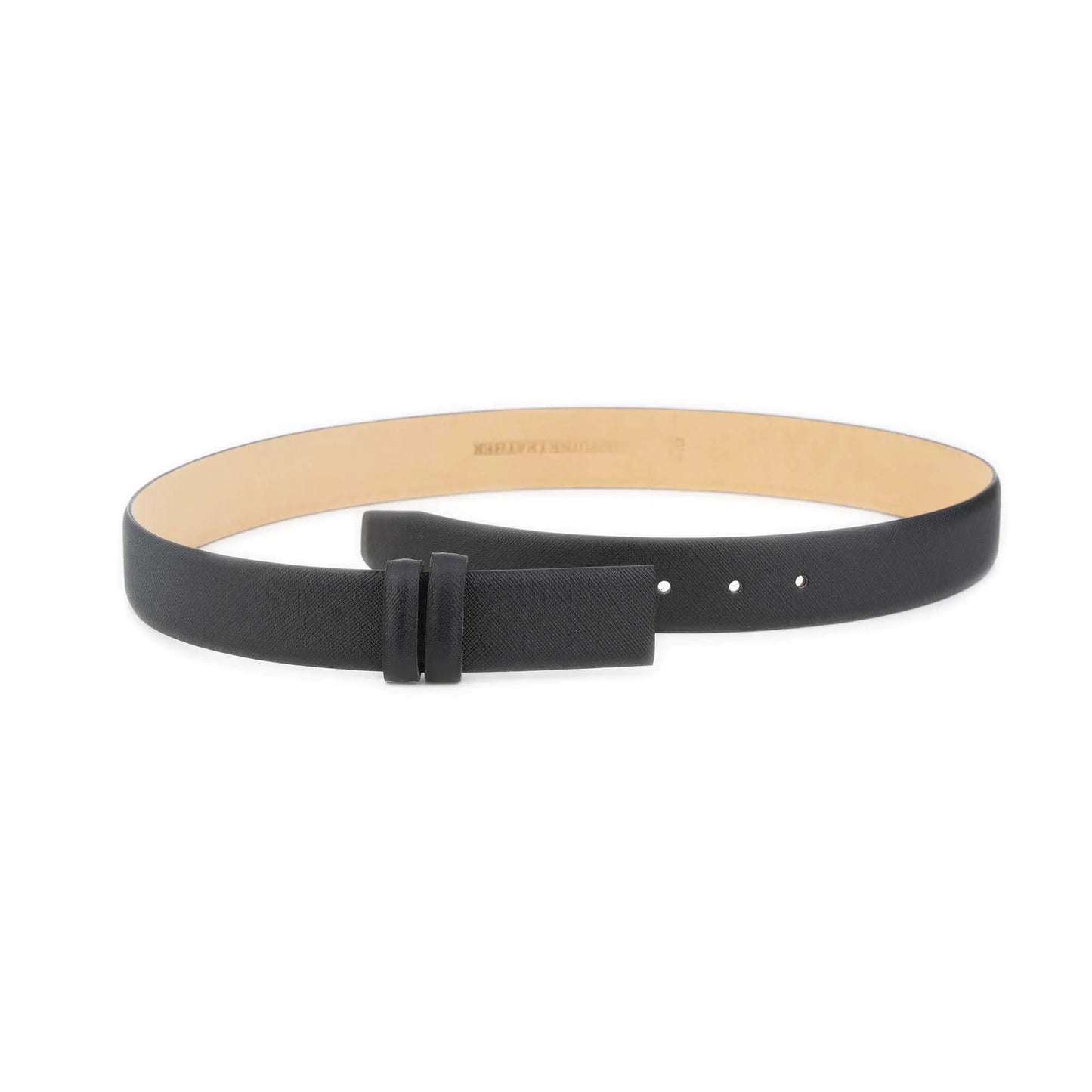 Mens Belt Strap for Ferragamo Buckles – Black Saffiano Leather 1 3/8 inch