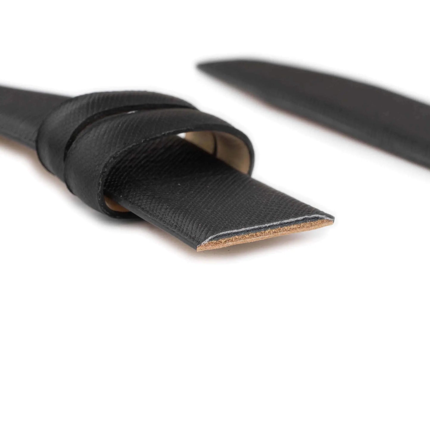 Mens Belt Strap for Ferragamo Buckles – Black Saffiano Leather 1 3/8 inch