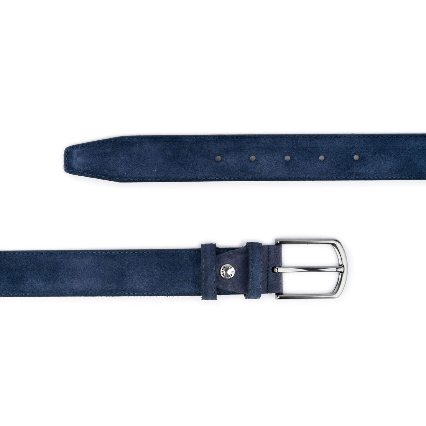 Mens Blue Suede Belt For Jeans Shorts 3.5 cm