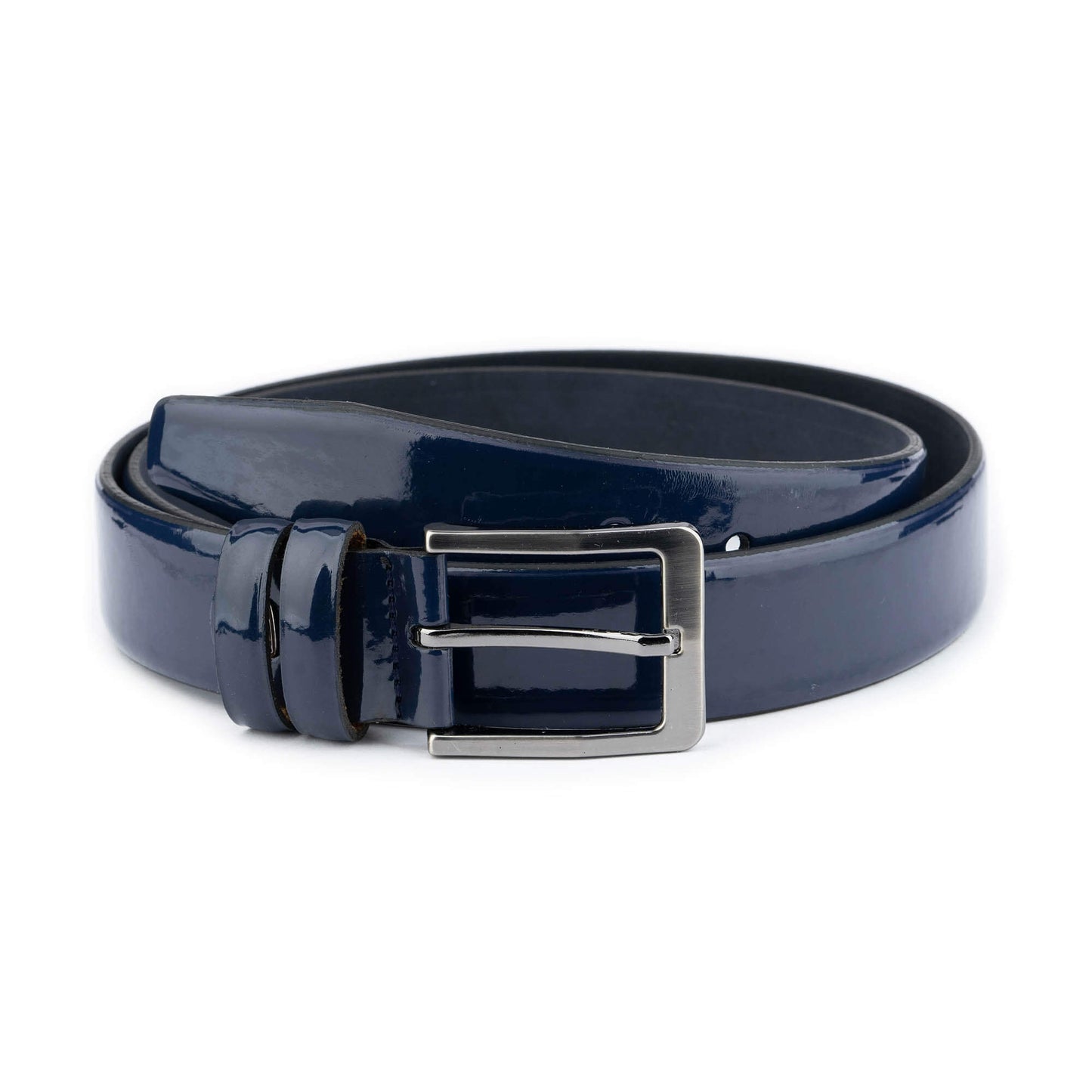 Mens Luxury Belt Blue Patent Leather 3.5 cm