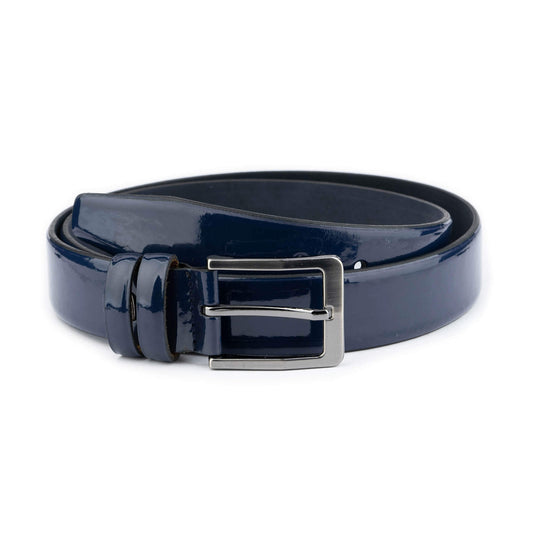 Mens Luxury Belt Blue Patent Leather 3.5 cm