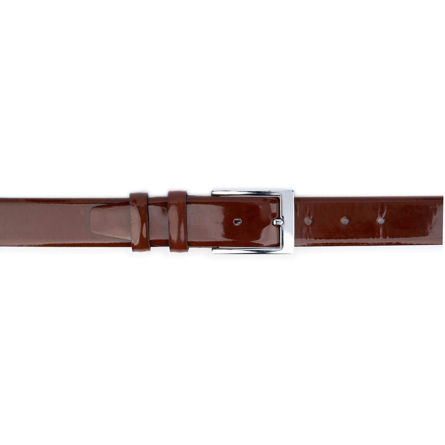 Mens Luxury Belt Brown Patent Leather 3.5 cm