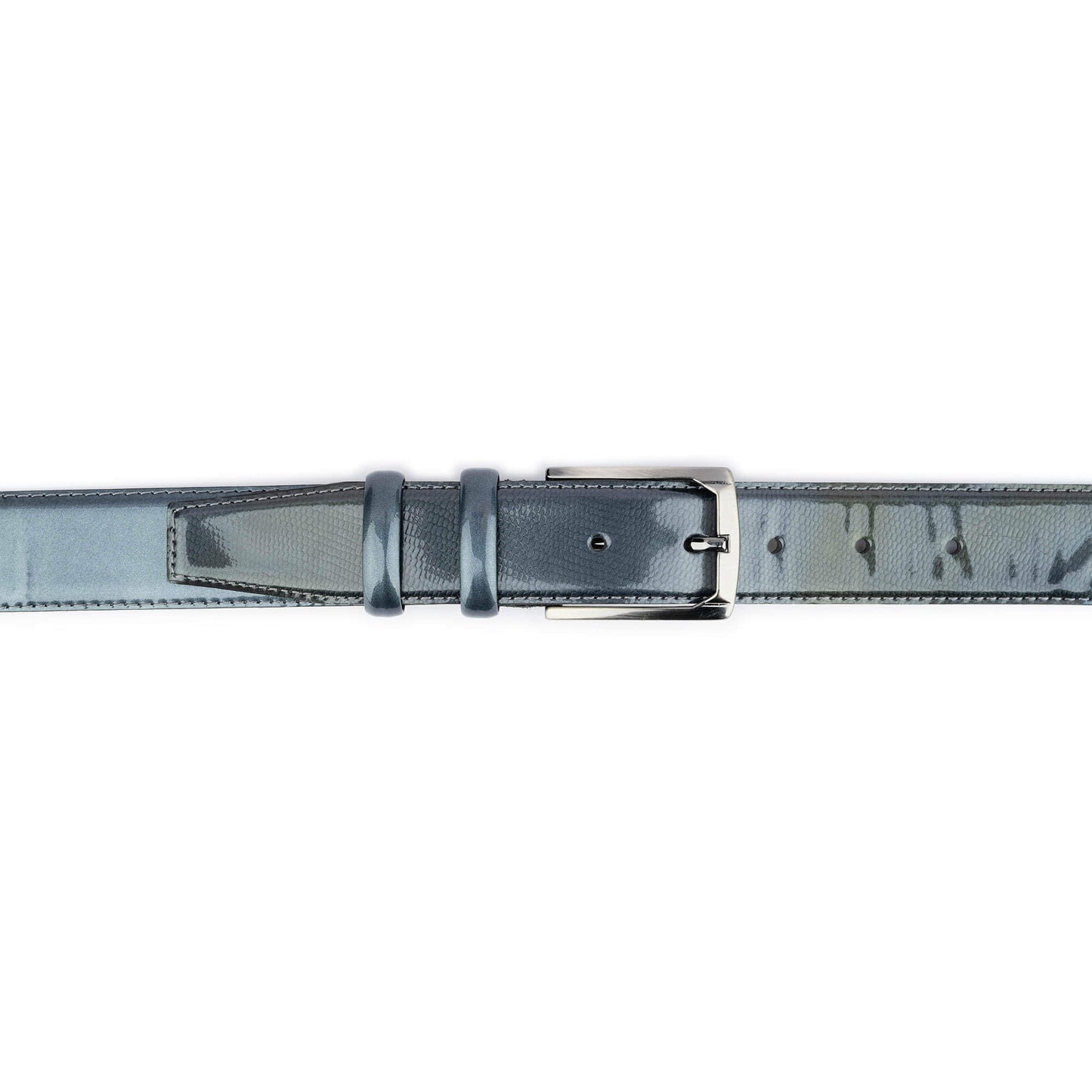 Mens Luxury Belt Gray Patent Leather 3.5 cm