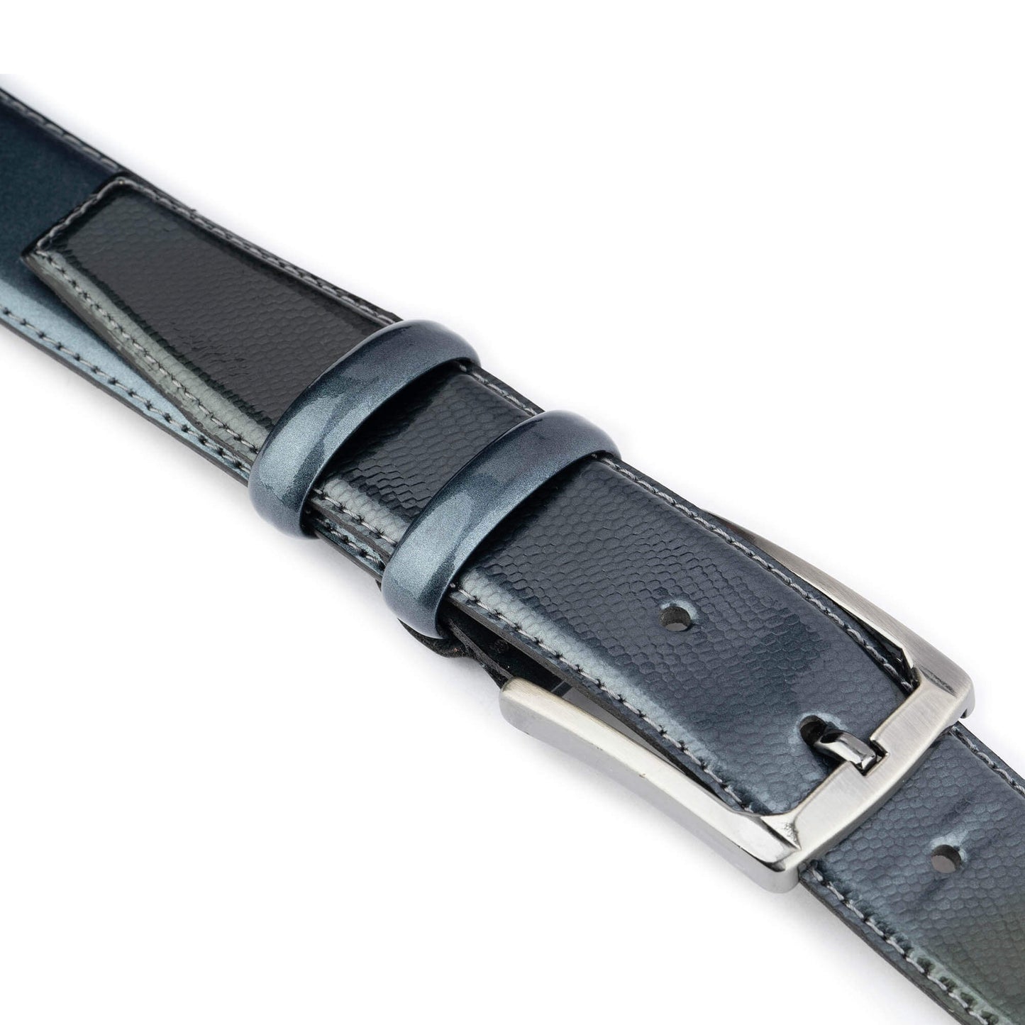 Mens Luxury Belt Gray Patent Leather 3.5 cm