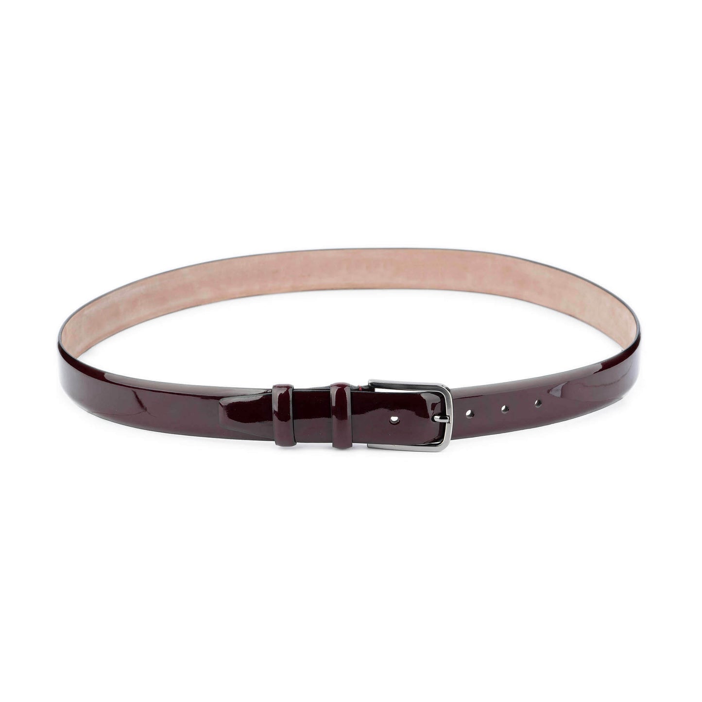 Mens Luxury Burgundy Patent Leather Belt 3.5 cm