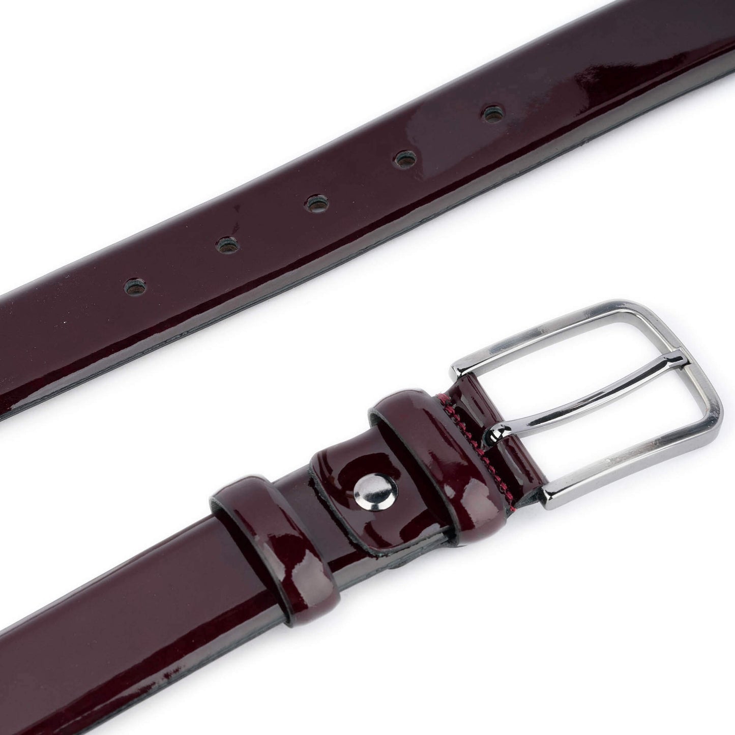 Mens Luxury Burgundy Patent Leather Belt 3.5 cm