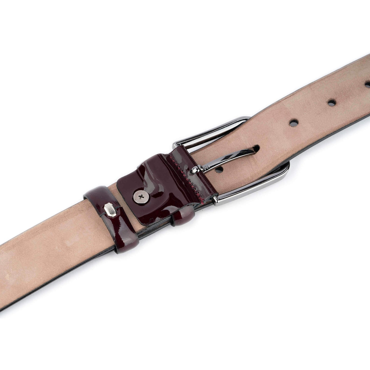 Mens Luxury Burgundy Patent Leather Belt 3.5 cm