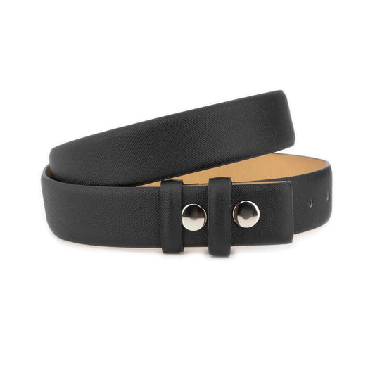 Snap Belt Strap for Ferragamo Buckles – Black Saffiano Leather 1 3/8 inch